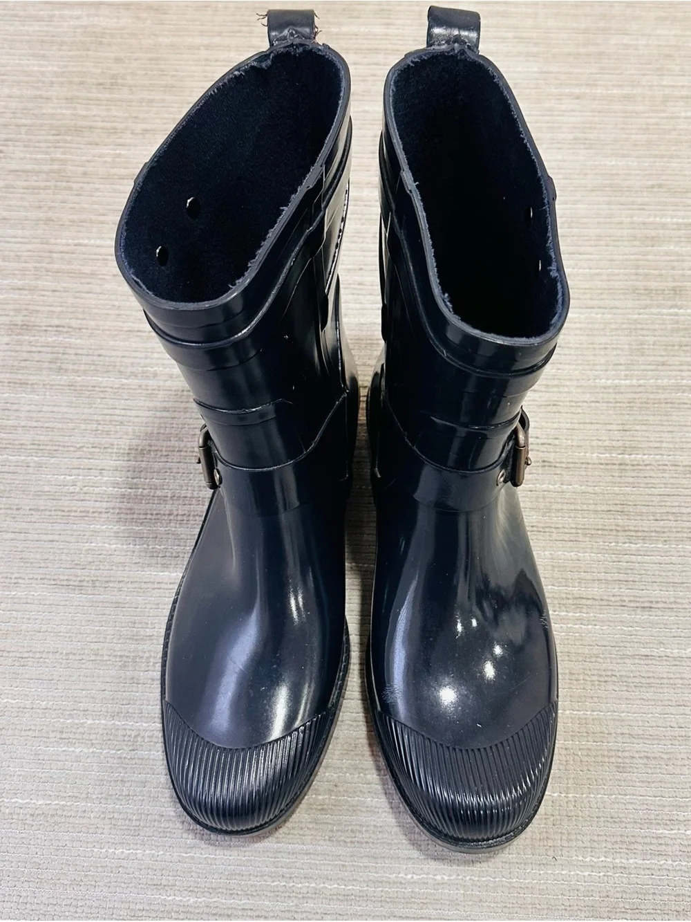 Coach Lester Shiny Rubber Round Toe Synthetic Rain Boot women’s size 10B blue